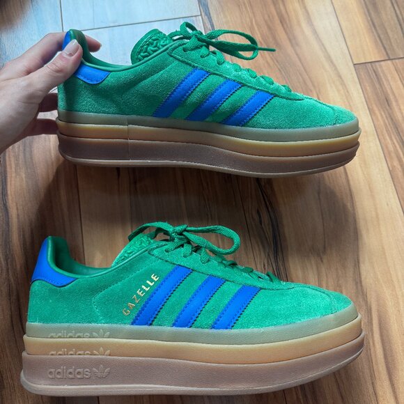 adidas Shoes - Gazelle Bold Platform Womens Lifestyle Shoes (Green/ Blue)